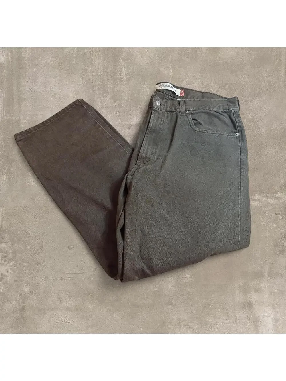 Vintage Levis 550 Mens Relaxed Fit Tapered Olive Green Denim Jeans 38x30